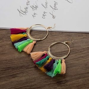 Multicolor Tassel Hoop Earrings